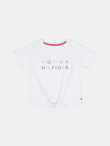 Lány Tommy Hilfiger Big Tommy Bow Póló Fehér | HU 1920VRW
